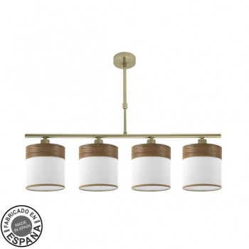 Distribuidor - Lâmpadas Diversas | Lâmpadas Modernas | LAMPARA CLOE 4XE14 CUERO/BLANCA-MADERA OSCURA REGX75X14 CM Ref: 175454084